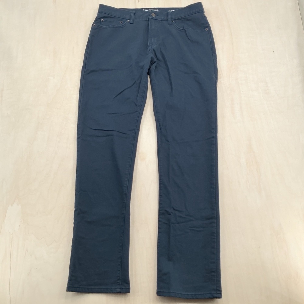 Banana Republic Traveler Pant Mens 33x34 Preppy Navy Slim‎ Fit Chino Modern